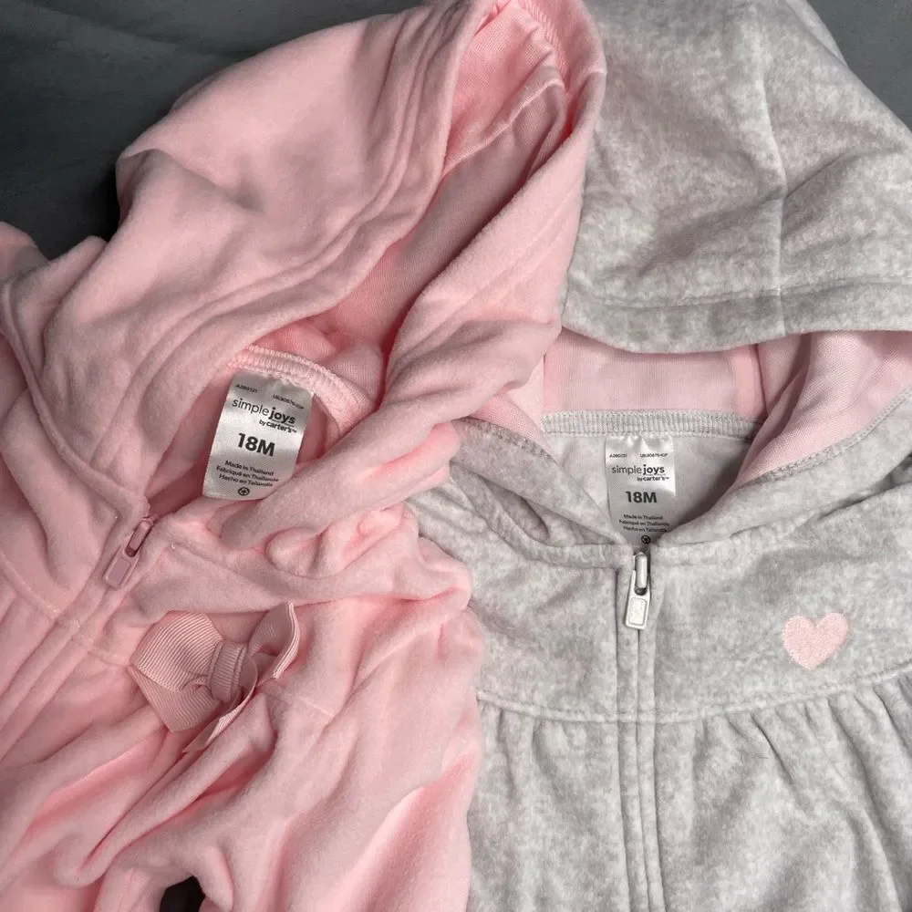 Carter's Pink and Gray Hoodies with Bow and Heart